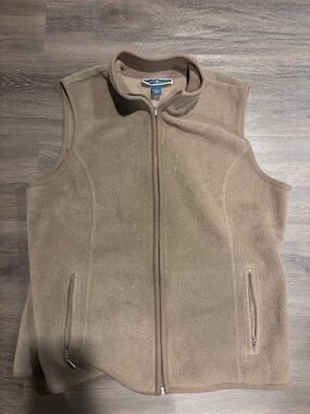 Tan Fleece Zip-Up Vest